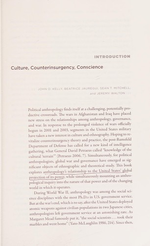 Cover for Anthropology and global counterinsurgency