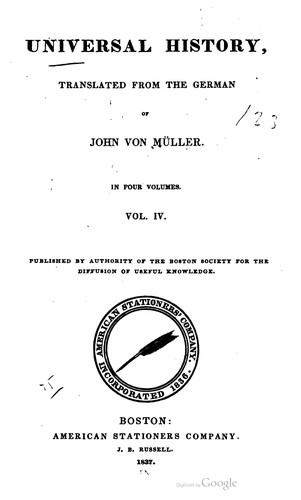 Cover for An Universal History: In Twenty-four Volumes