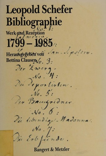 Cover for Leopold Schefer Bibliographie