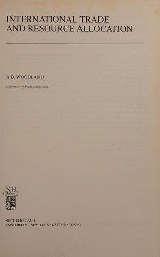 Cover for International trade and resource allocation