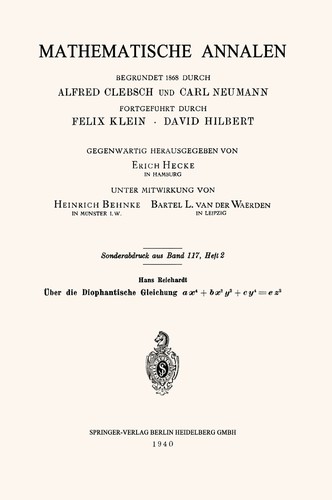Cover for Über die Diophantische Gleichung ax4+bx2y2+cy4=ez2