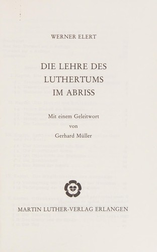 Cover for Die Lehre des Luthertums im Abriss