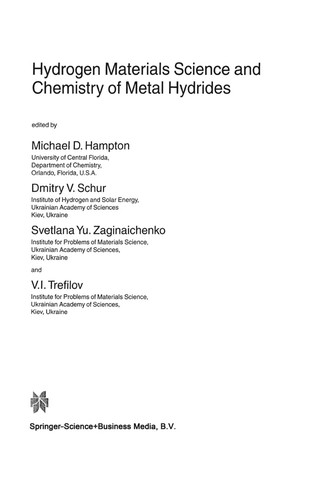 Cover for Hydrogen materials science and chemistry of metal hydrides