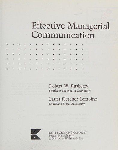 Cover for Effective managerial communication