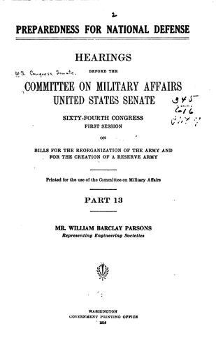 Cover for Preparedness for national defense
