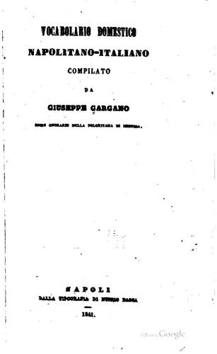 Cover for Vocabolario domestico napolitano-italiano