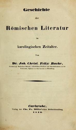 Cover for Geschichte der römischen literatur im karolingischen zeitalter.