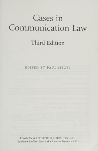 Cover for Cases in communication law