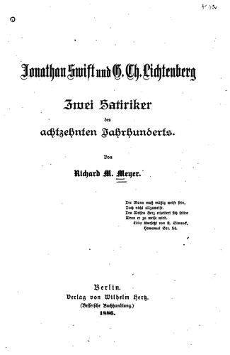 Cover for Jonathan SWIFT und G. CH. Lichtenberg: Zwei Satiriker des achtzehnten Jahrhunderts