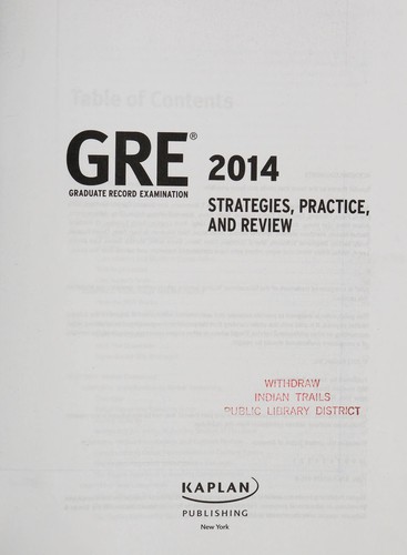 Cover for GRE Graduate Record Examination 2014