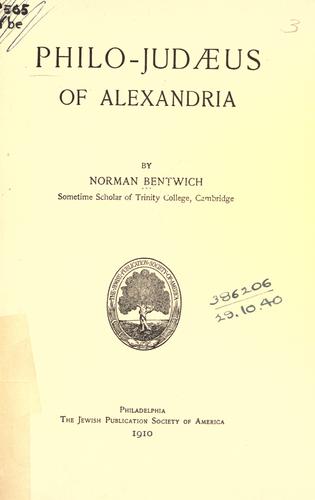 Cover for Philo-Judaeus of Alexandria.