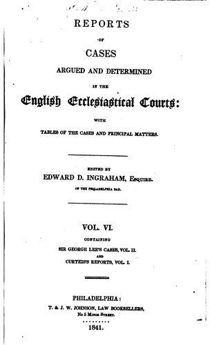 Cover for Reports of Cases Argued and Determined in the English Ecclesiastical Courts