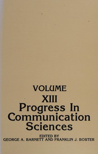 Cover for Progress in communication sciences.