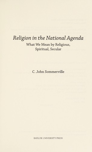 Cover for Religion in the national agenda
