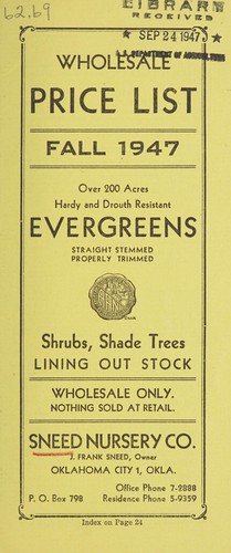 Cover for Wholesale price list, fall 1947