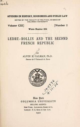 Cover for Ledru-Rollin and the Second French Republic.