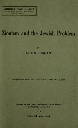 Cover for Zionism and the Jewish problem