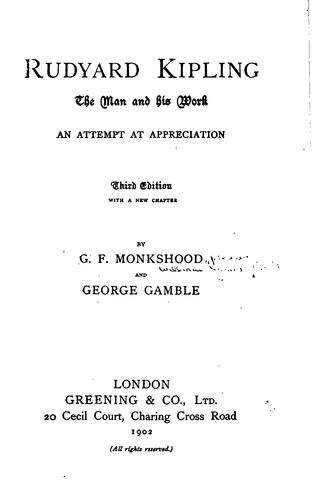 Cover for Rudyard Kipling, the man and his work