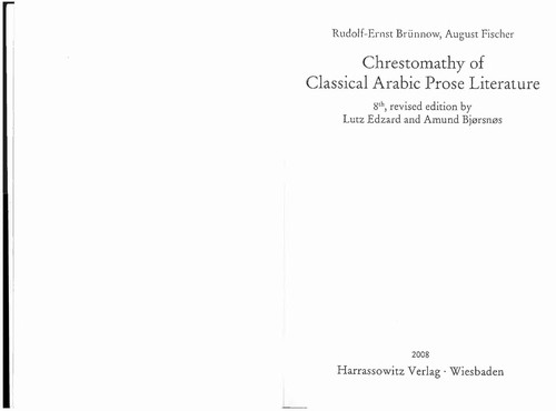 Cover for Chrestomathy of classical Arabic prose literature