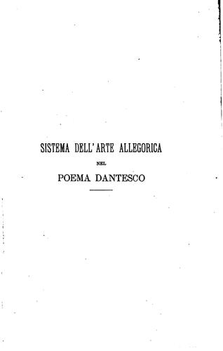 Cover for Sistema dell'arte allegorica nel poema dantesco