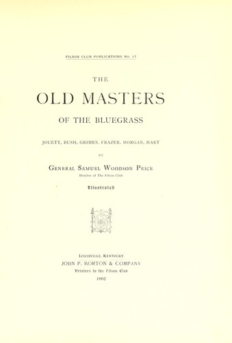 Cover for ... The old masters of the Bluegrass