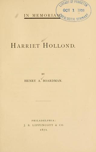 Cover for In memoriam, Harriet Hollond.