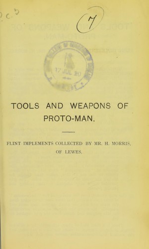 Cover for Tools and weapons of proto-man