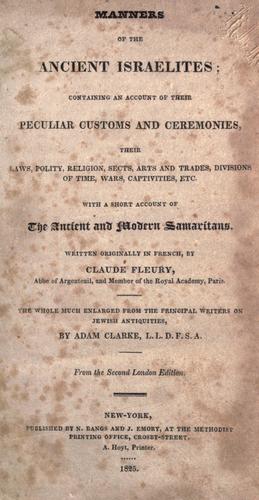 Cover for Manners of the ancient Israelites