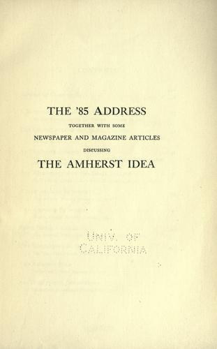 Cover for The ' 85 address