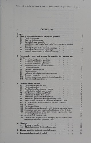 Cover for Manual of symbols and terminology for physicochemical quantities and units.