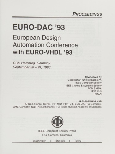 Cover for Euro-Dac '93: European Design Automation Conference With Euro-Vhdl '93 : Proceedings 
