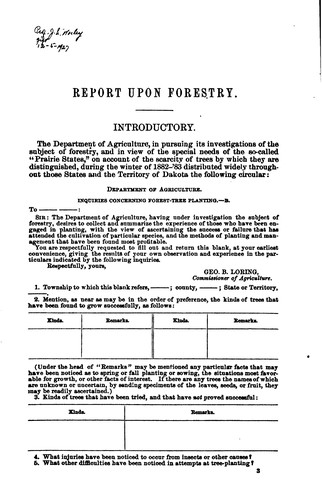 Cover for Report on Forestry