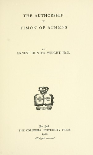 Cover for The authorship of Timon of Athens