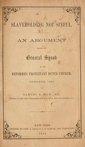 Cover for Slaveholding not sinful.