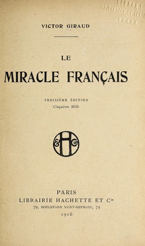 Cover for Le miracle franc ʹais