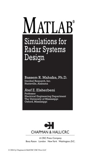 Cover for MATLAB simulations for radar systems design