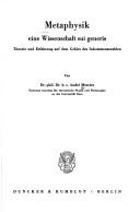 Cover for Metaphysik, eine Wissenschaft sui generis