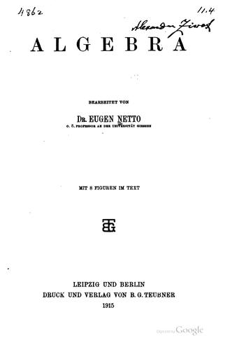 Cover for Algebra