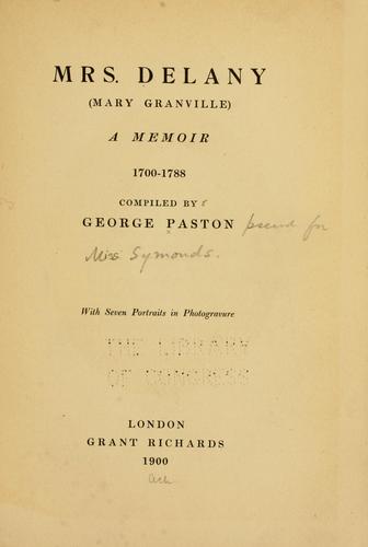 Cover for Mrs. Delany (Mary Granville)