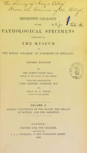Cover for Descriptive catalogue of the pathological specimens contained in the Museum of the Royal College of Surgeons of England