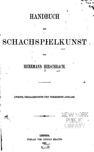 Cover for Handbuch der Schachspielkunst