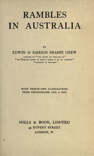Cover for Rambles in Australia