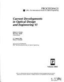 Cover for Current developments in optical design and engineering VI