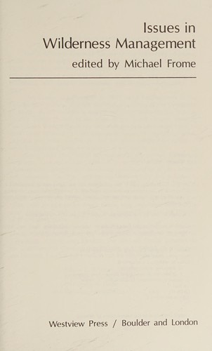 Cover for Issues in wilderness management