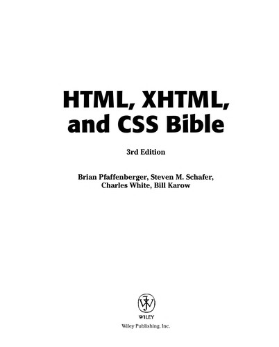 Cover for HTML, XHTML, and CSS bible