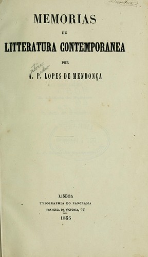 Cover for Memorias de literatura contemporanea