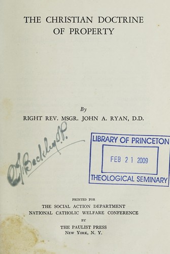 Cover for The Christian doctrine of property