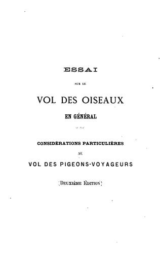 Cover for Essai sur le vol des oiseaux en général
