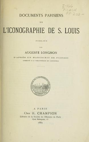 Cover for Documents parisiens sur l'iconographie de S. Louis