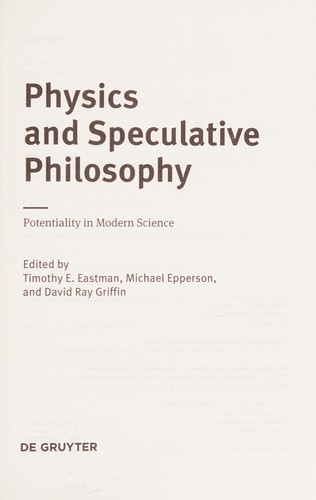 Cover for Physics and speculative philosophy